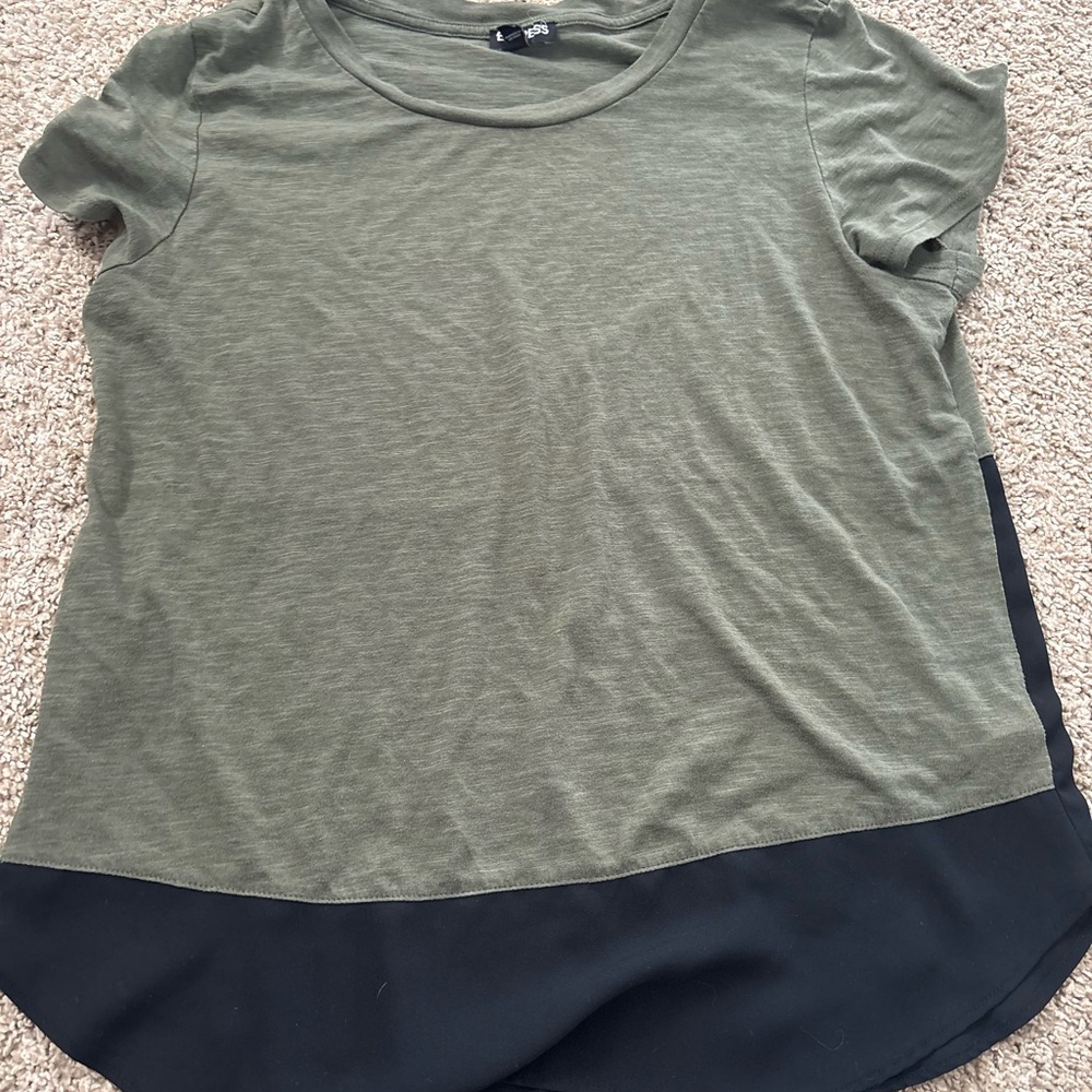 Express Green Asymmetrical T-Shirt Short Sleeve